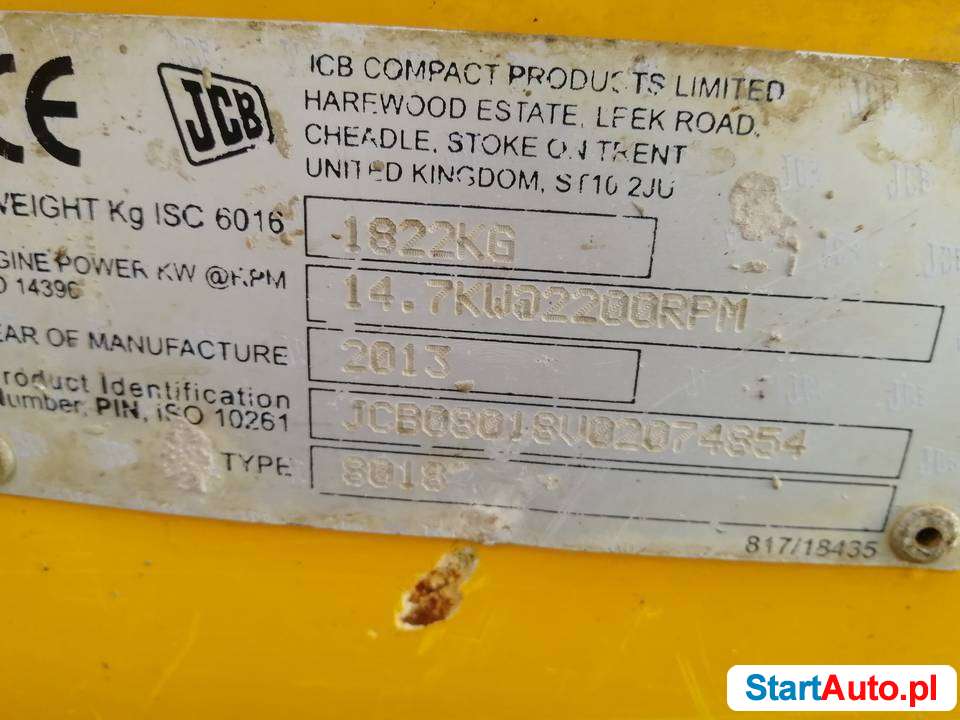 Minikoparka JCB 8018 CTS , Cat, Kubota, Bobcat F.VAT