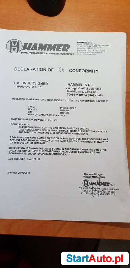 Młot hydrauliczny HM1000 AHLMANN AS200