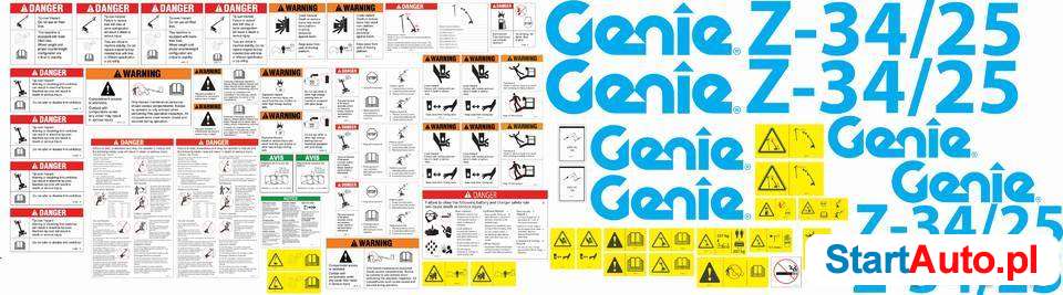 Naklejki na zwyżki ładowarki teleskopowe gienie terex inne