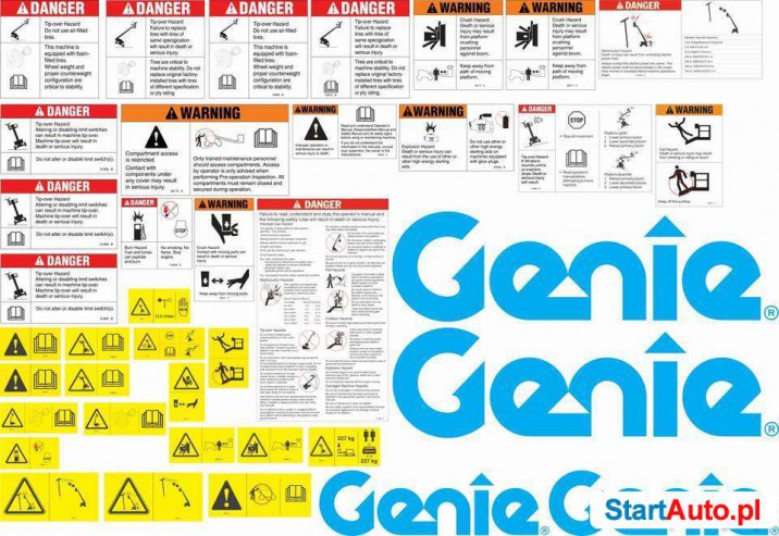 Naklejki na zwyżki ładowarki teleskopowe gienie terex inne