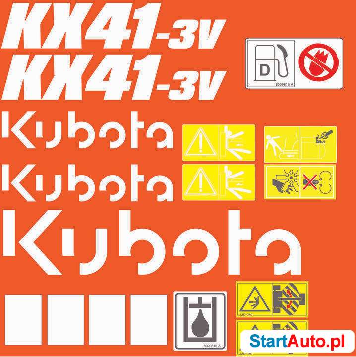 Naklejki na maszyny kubota