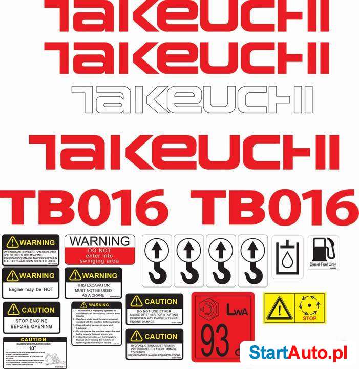 Naklejki na maszyny Takeuchi