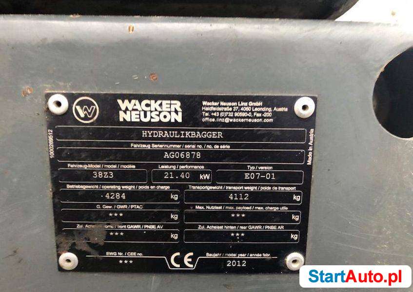 Neuson Wacker 38Z3 VDS minikoparka