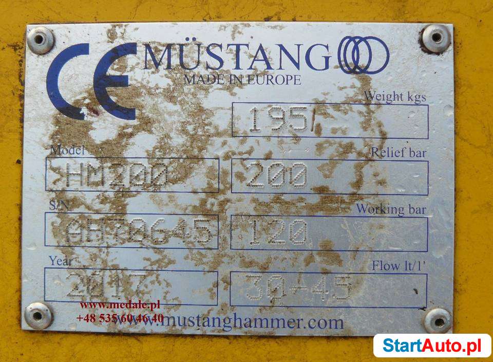 Nowy Młot hydrauliczny MUSTANG HM200 SB 200 195 kg HM 200