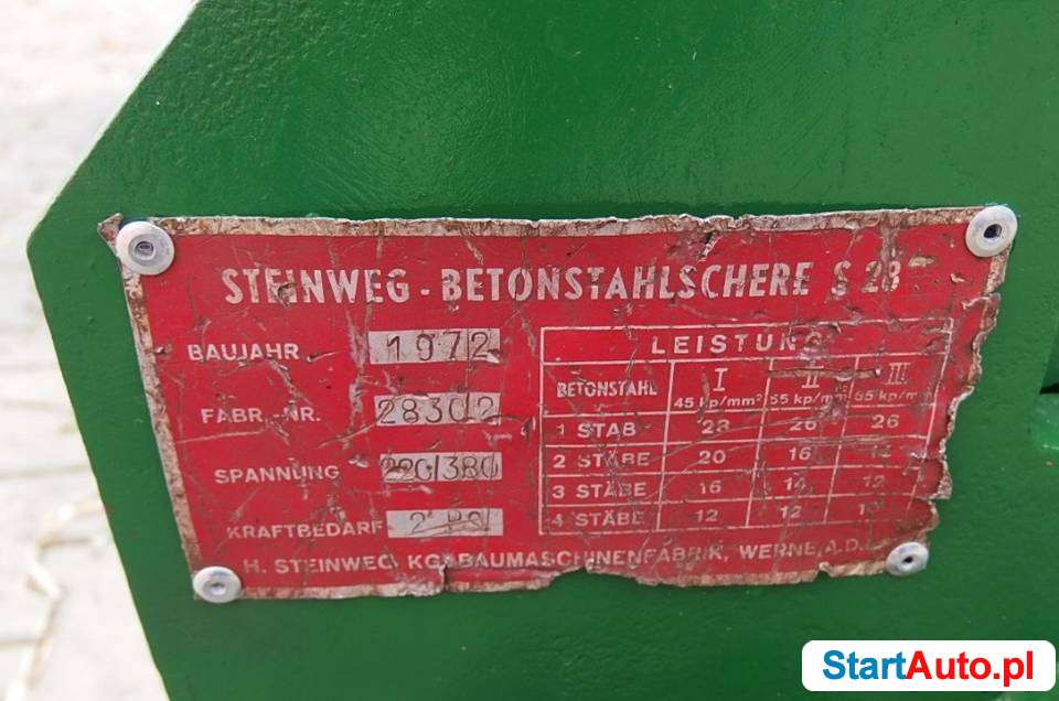 Nożyce Gilotyna do prętów drutu stali STEINWEG 28