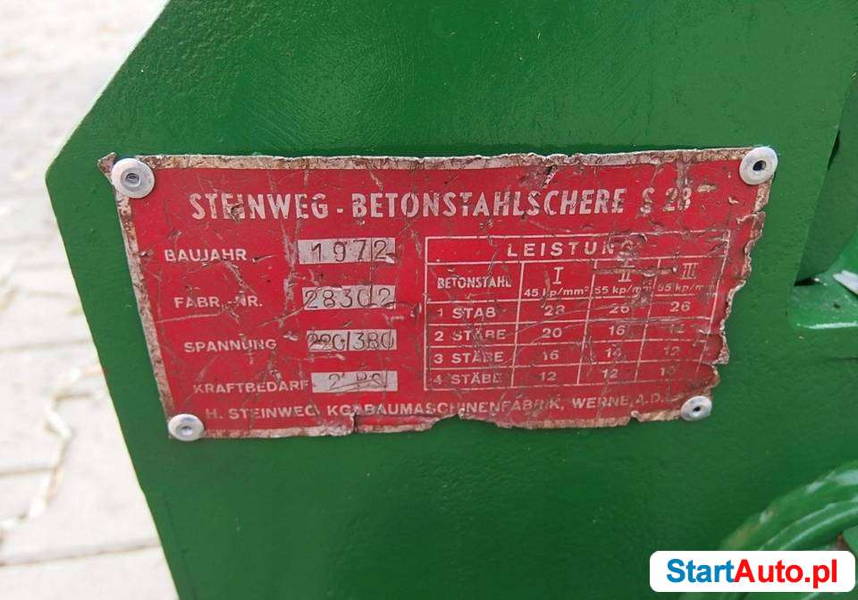 Nożyce Gilotyna do prętów drutu stali STEINWEG 28