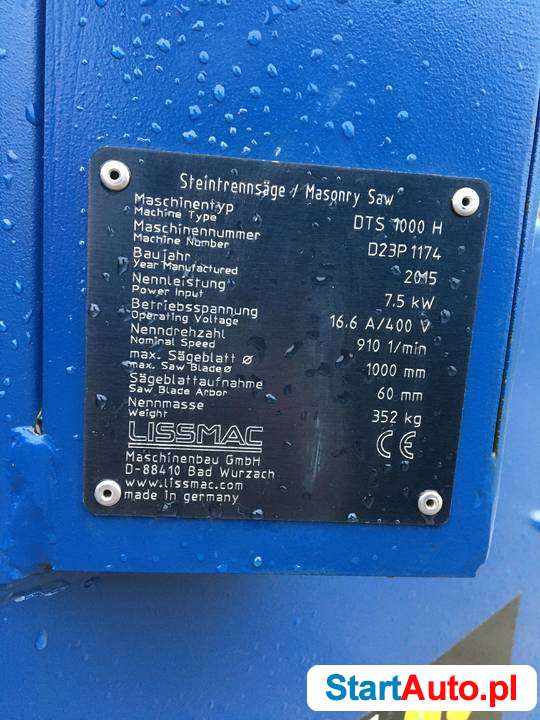 Piła przecinarka stolikowa LISSMAC DTS 1000 2015r jak nowa