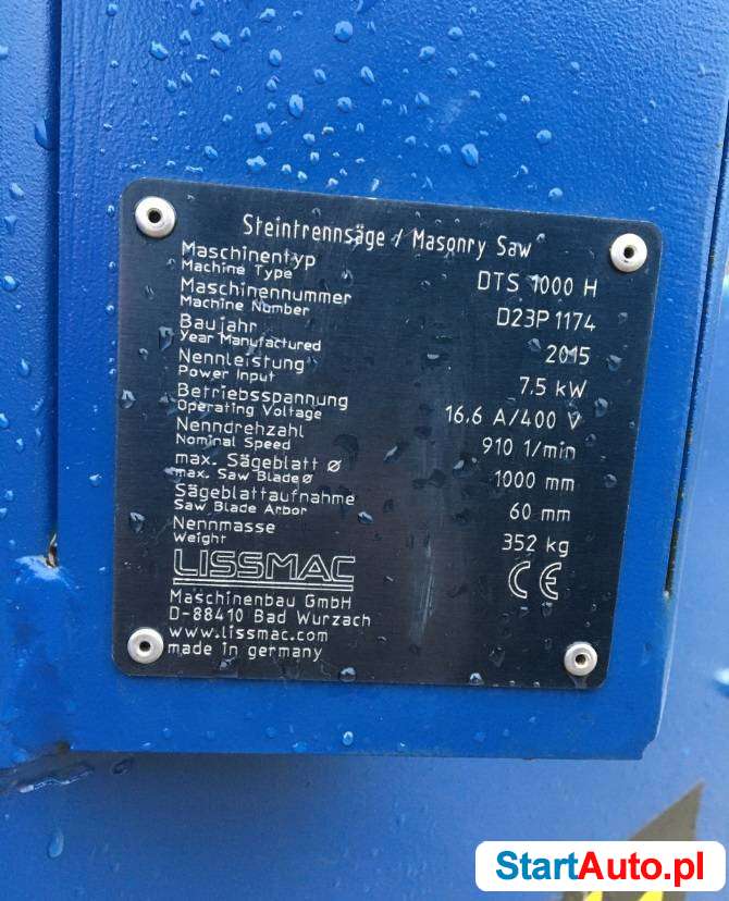 Piła przecinarka stolikowa LISSMAC DTS 1000 V cegły silki