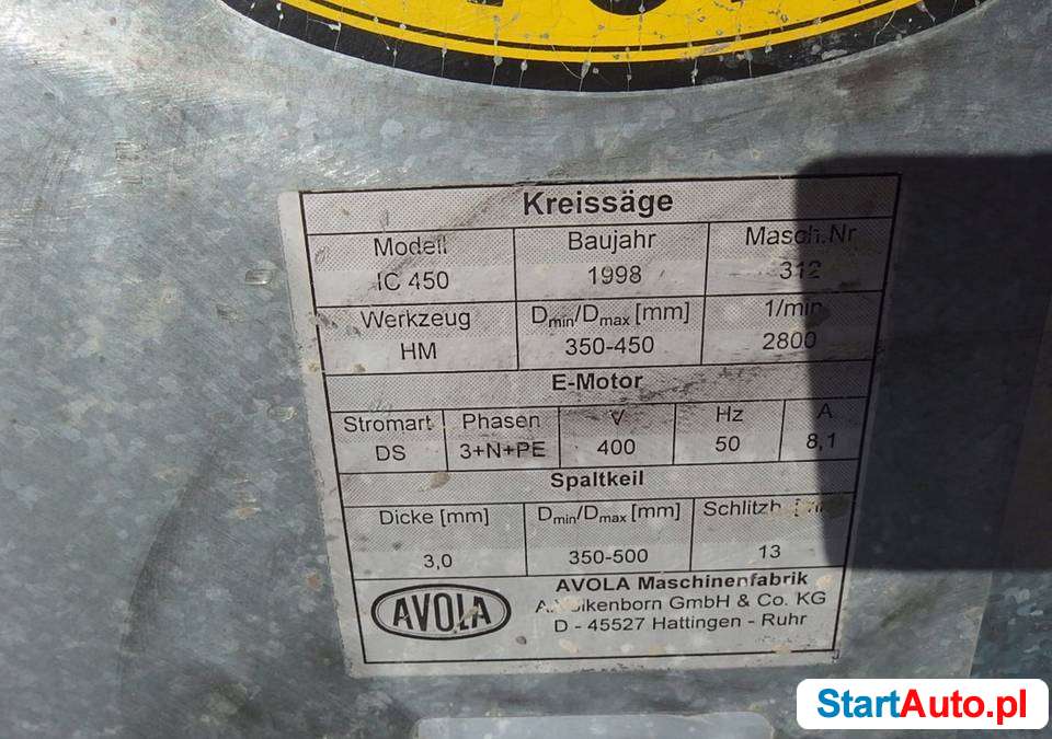 Piła stołowa AVOLA 3 kW 450 mm