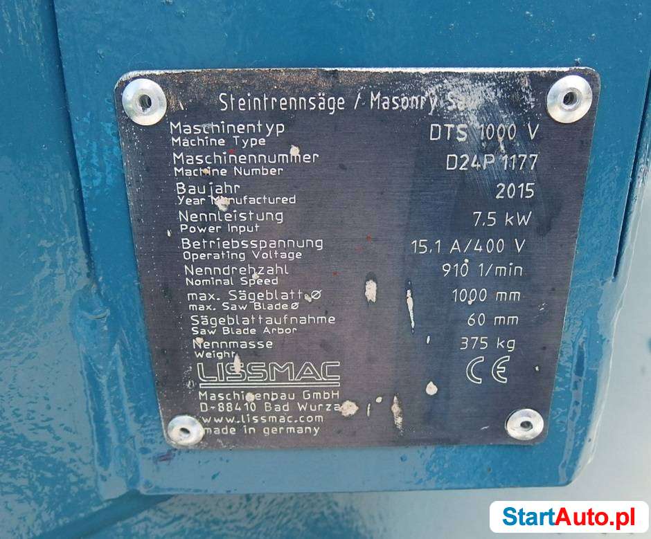 Piła stołowa LISSMAC DTS 1000mm Kamien polny cegła pustaki