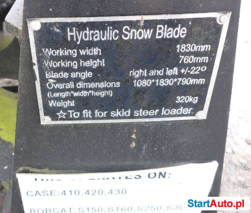 Pług do odśnieżania do Bobcata Lemiesz Śniegu Cat S300 Case