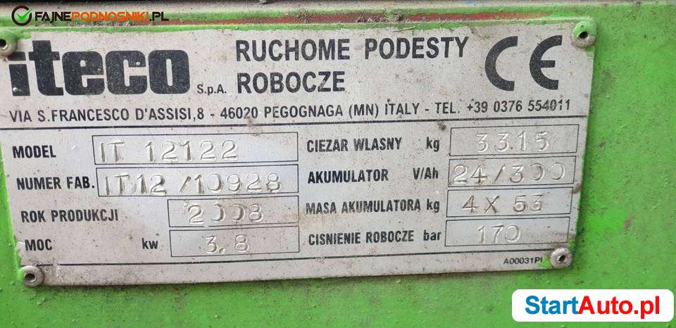 Podnośnik nożycowy elektryczny Iteco 12122 jak Genie 4047
