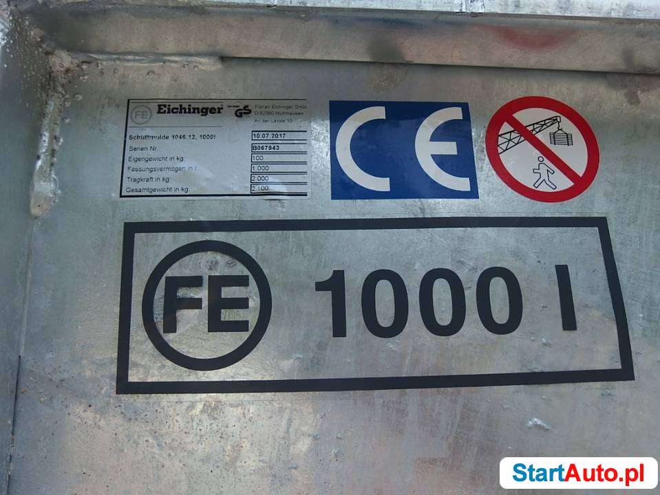 Pojemnik zbiornik śmieci gruz EICHINGER 1000L ocynk kalfas