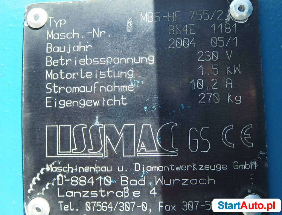 Profesjonalna przecinarka stolikowa LISSMAC MBS HF 755/2