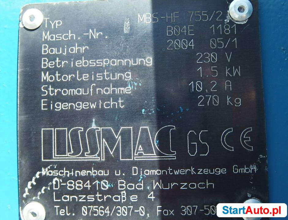 Profesjonalna przecinarka stolikowa LISSMAC MBS HF 755/2