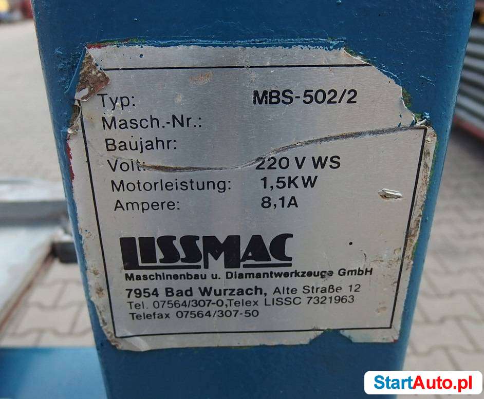 Przecinarka taśmowa lissmac MBS 502 gazobeton porotherm yton