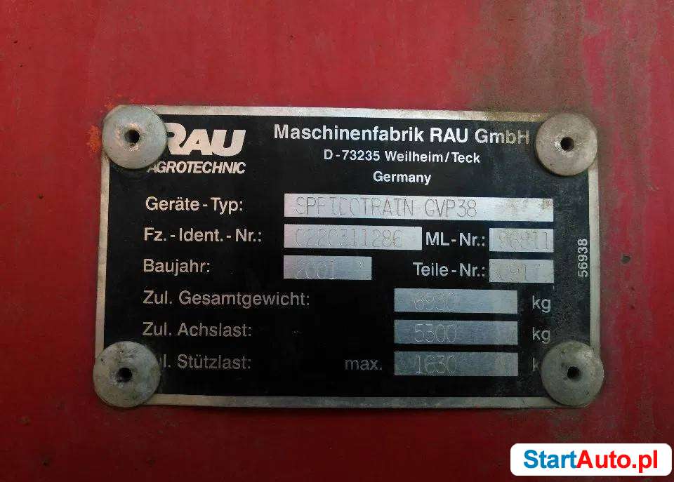 RAU SPRIDOTRAIN GVP 38 Opryskiwacz