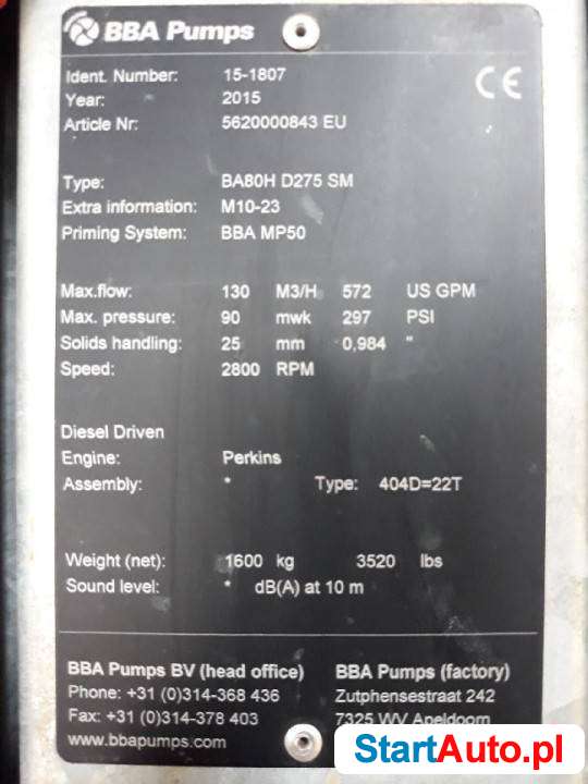 RU 500 Heads i pompa transferowa BBA Pumps