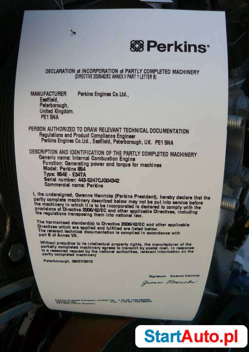 Silnik Caterpillar C3.4 B 75 kW 100 KM Perkins 854 E -E34TA