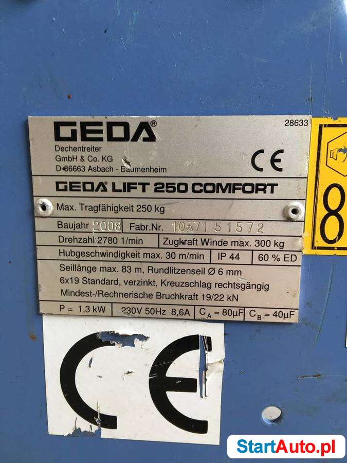 SILNIK DO DRABINY DEKARSKIEJ GEDA LIFT COMFORT 250