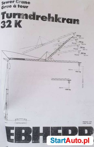 sprzedam żuraw dźwig budowlany Liebherr 32K 3,5T L=30m H=22m
