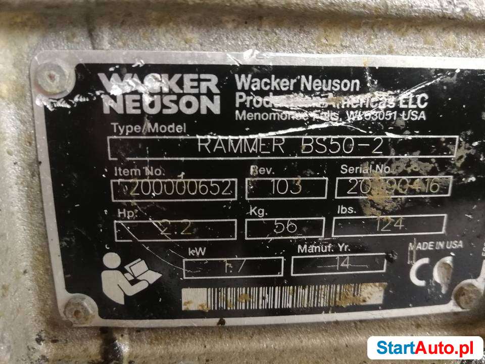 Stopa ubijak skoczek WACKER NEUSON BS50-2, 2014 F.Vat