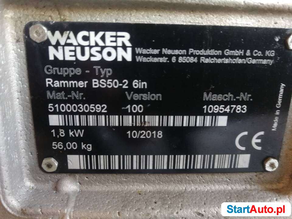 Stopa ubijak skoczek WACKER NEUSON BS50-2 , 2018 FV