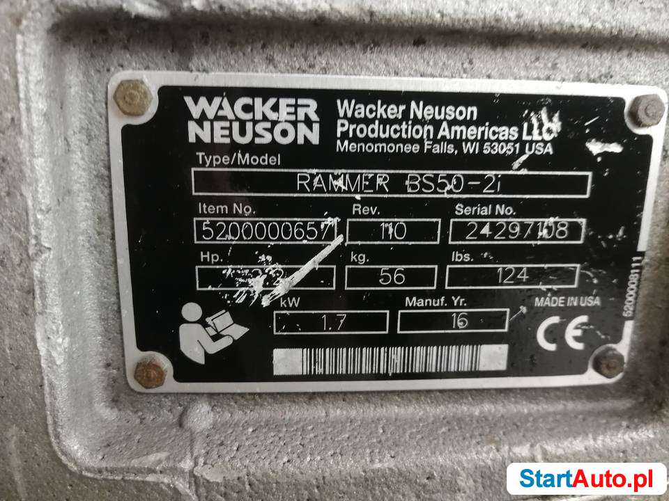Stopa ubijak skoczek WACKER NEUSON BS50-2i, 2016 rok FV