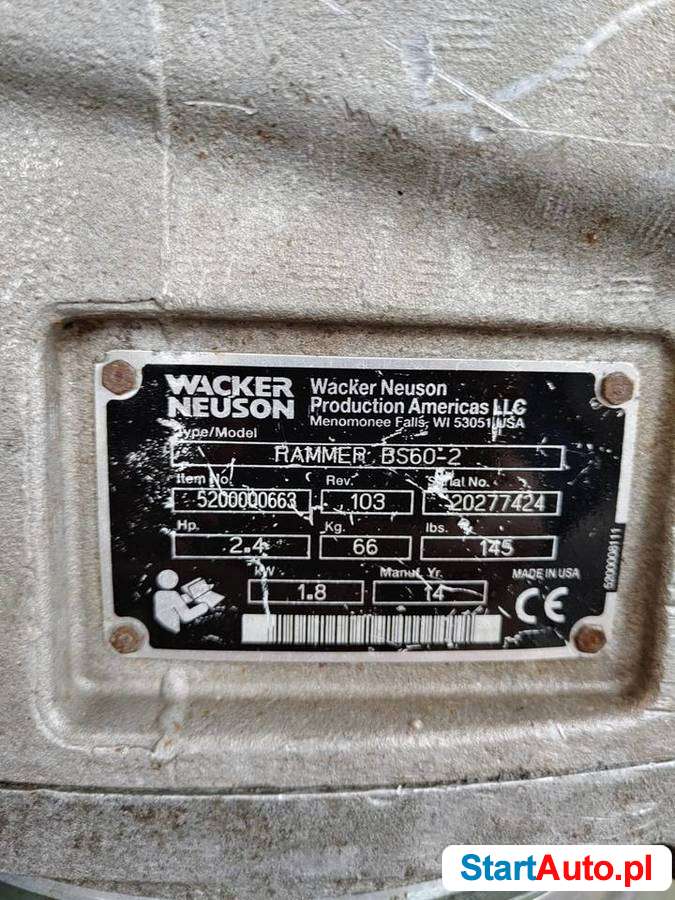 Stopa wibracyjna ubijak WACKER NEUSON BS 60-2,2014 Gwarancja