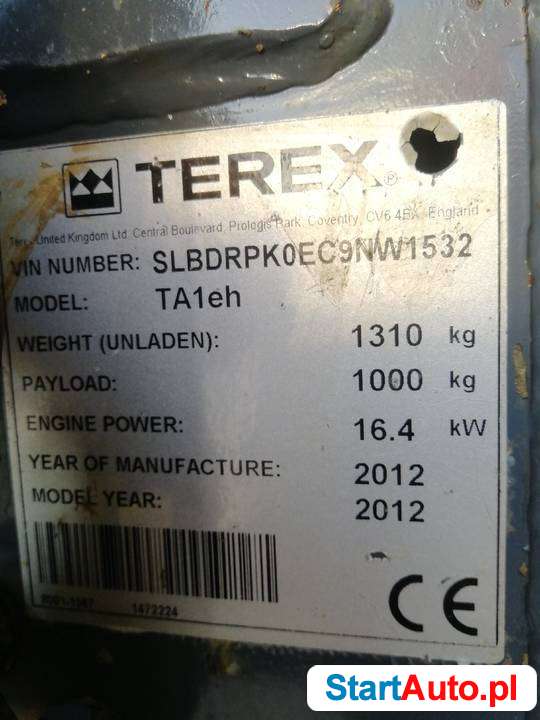Terex TA1 eh Wozidło podwyższony wysyp 1t , Wacke