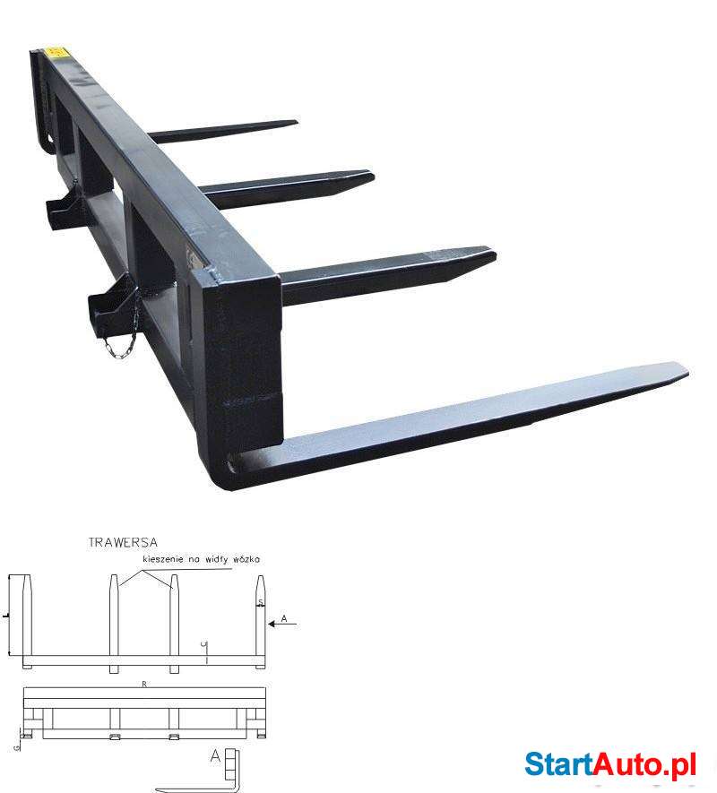 Trawersa na widły wózka widłowego szerokość 6 m
