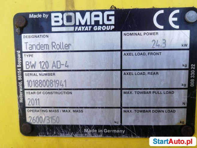 Walec drogowy BOMAG BW120 AD-4 , Wacker Hamm Ammann