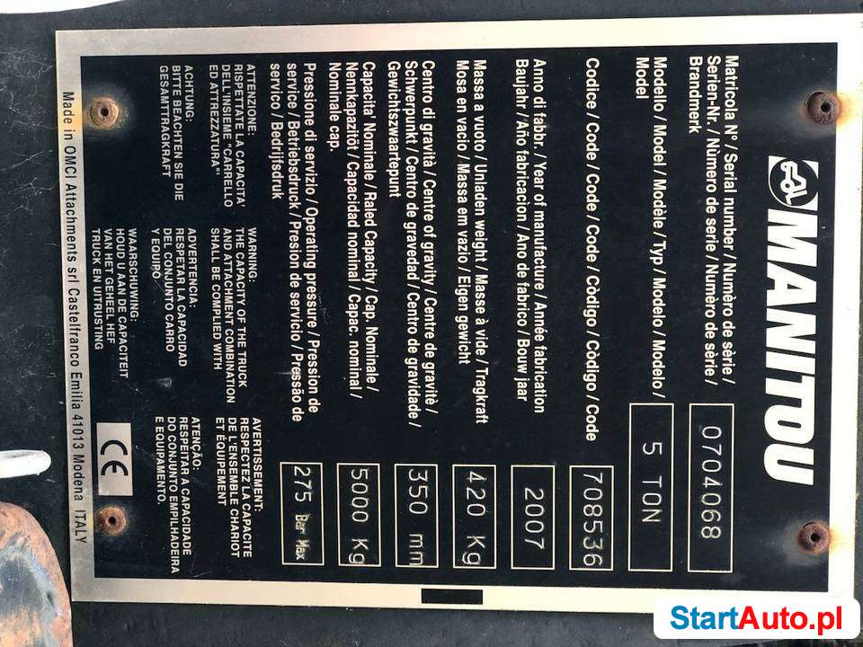 Wciagarka Manitou 5 t , rok 2007