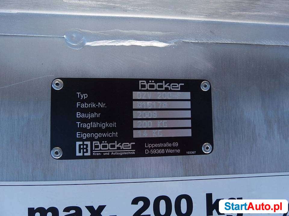 Winda dekarska wózek połaciowy na łaty BOCKER NOWY