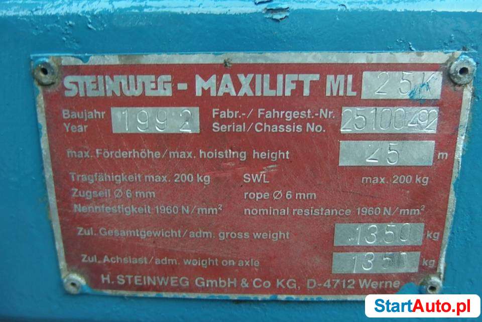 Winda drabina dekarska STEINWEG MAXILIFT 25K