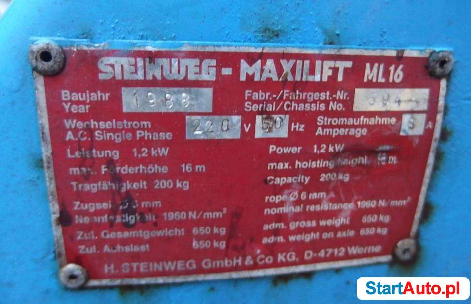 Winda drabina dekarska Steinweg Maxlift ML 16 wciągarka geda