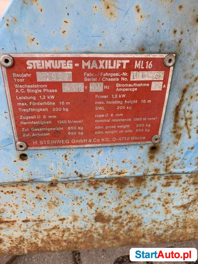 Winda drabina dekarska Steinweg Maxlift ML 16 wciągarka