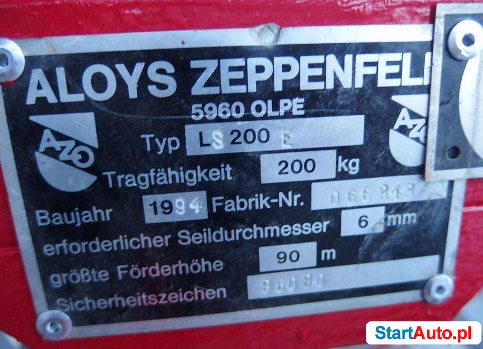 Wyciąg winda budowlana ZEPPENFELD LS 200L 400V/9m