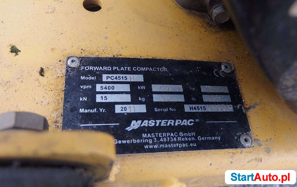 Zagęszczarka 90kg MASTERPAC ubijarka fundamenty kostka bruk