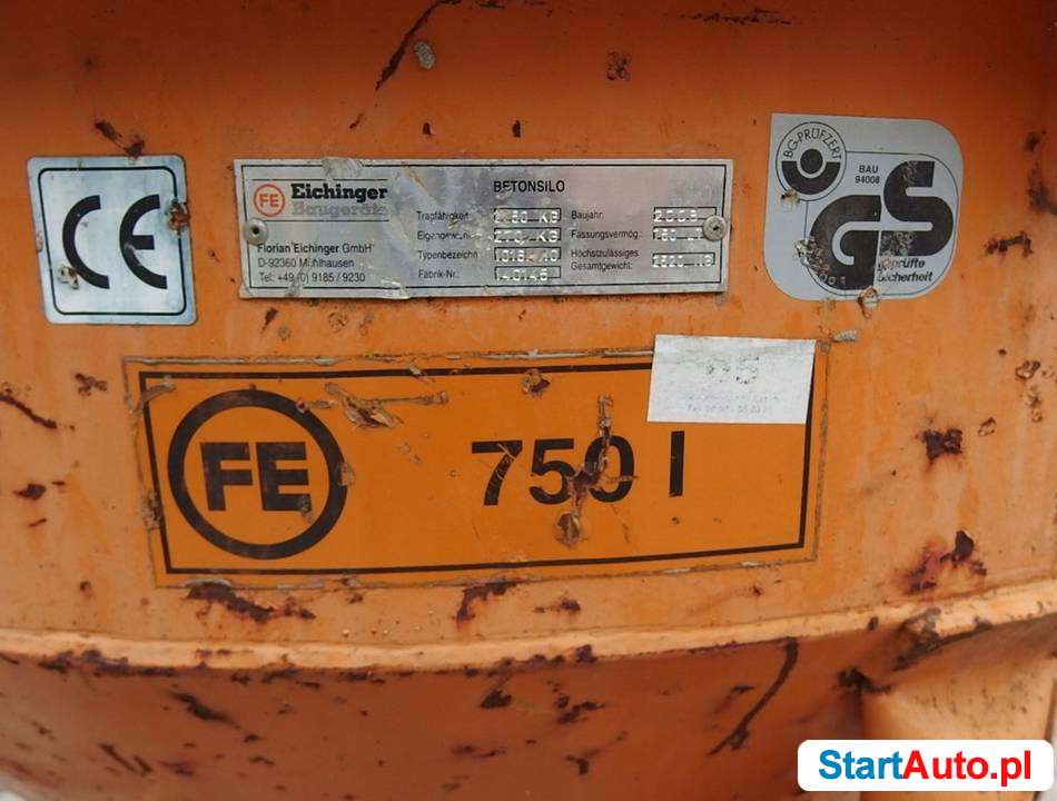 Zbiornik na beton 750L EICHINGER Koło rękaw