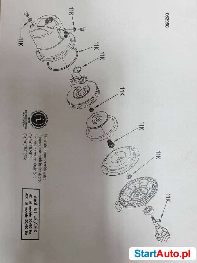 Zestaw naprawczy do pomp Ebara JEX